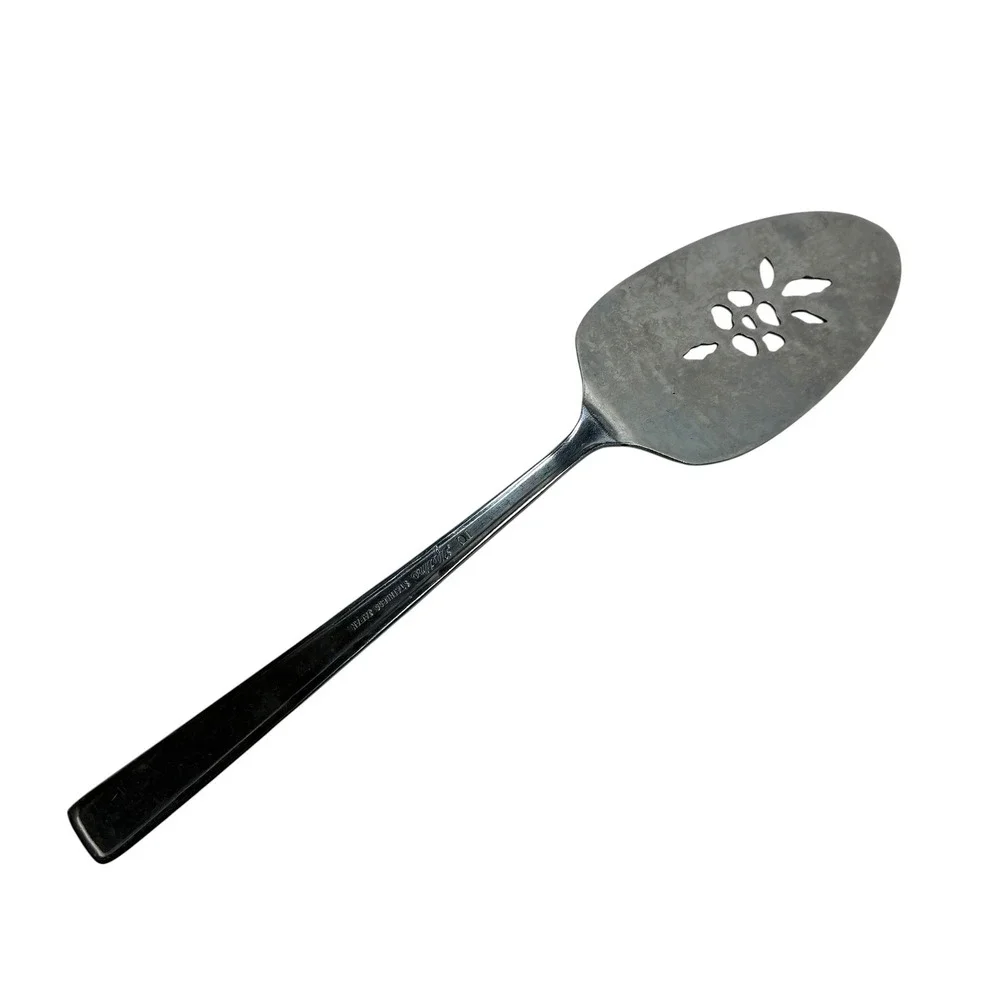 Vintage Lifetime Stainless Japan Pie Cake Server‎ Floral Cutout Geometric 8.5